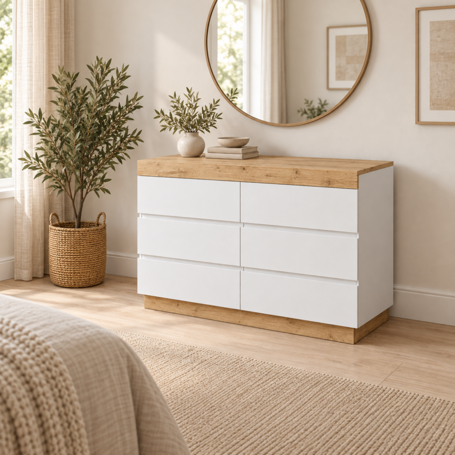 Cómoda Alba de 6 Cajones – Organizador de Ropa para Dormitorio